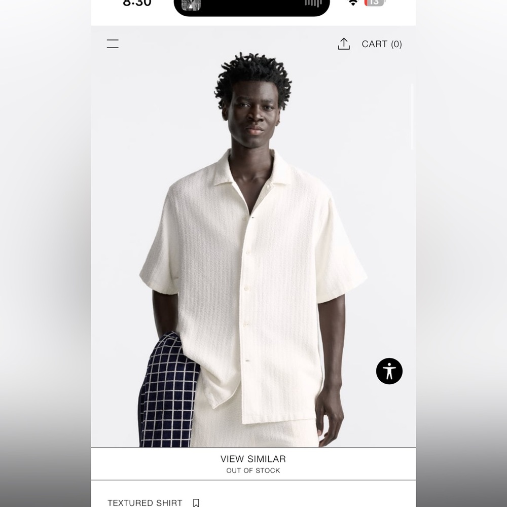 Zara men’s white short sleeve textured button up size small